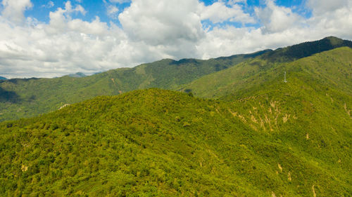 Mountains covered with jungle and rainforest on the island of mindanao, philippines