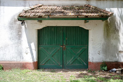 Closed door of house