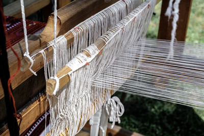 Romanian loom with homemade thread on it