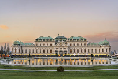Austria, vienna, facade ofbelvedere palace in winter