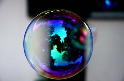 Close-up of bubbles in glass