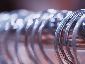 Close-up of blurred lights on table