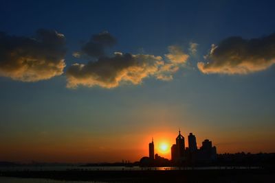 Scenic view of sea at sunset