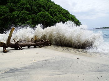 Waves splashing in sea