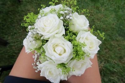 Close-up of white rose bouquet