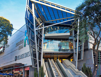 Low angle view of modern building against sky