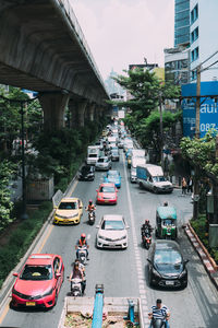 High angle view of traffic on road