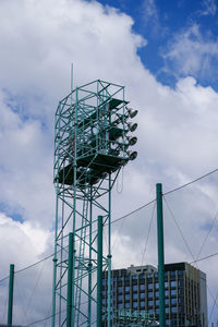 Low angle view of electricity pylon against sky