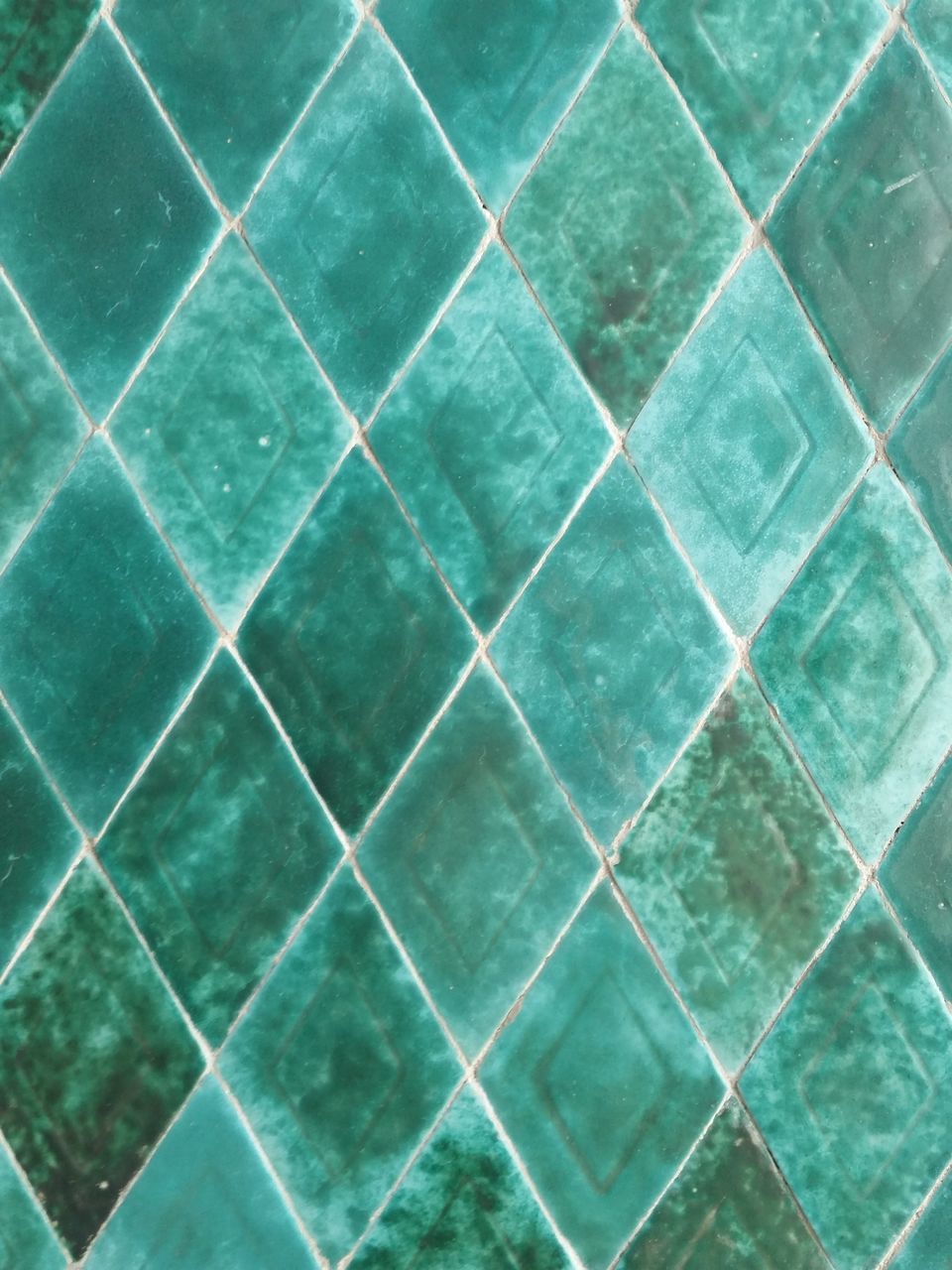 full frame, backgrounds, pattern, no people, close-up, textured, tile, design, shape, abstract, grid, green color, indoors, turquoise colored, geometric shape, flooring, textile, blue, repetition, nature, textured effect, swimming pool