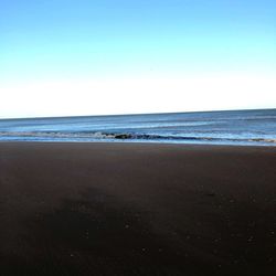 Scenic view of beach against clear sky