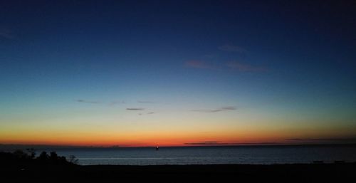 Scenic view of sea against sky at sunset