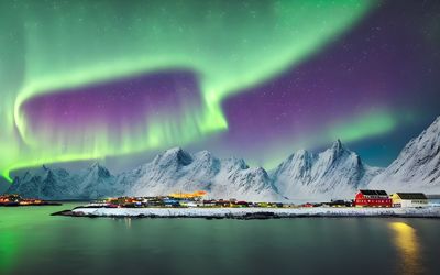 Scenic view of sea against sky at night
