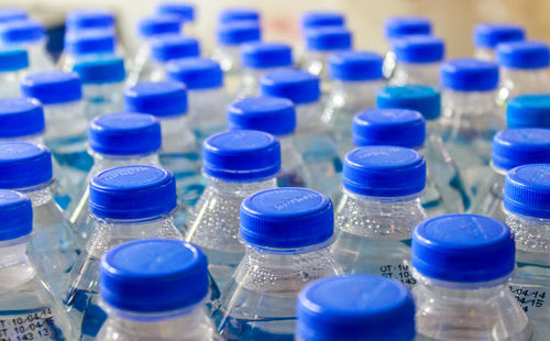 Close-up of water bottles