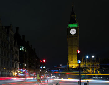 Light trails in city at night