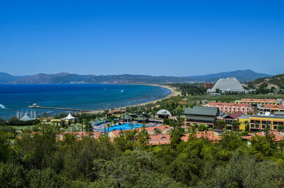 Scenic view of mountain range against clear sky