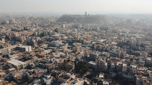 High angle view of townscape against sky