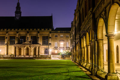 Illuminated building at night