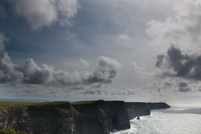 Scenic view of sea against cloudy sky