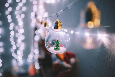 Close-up of illuminated christmas lights