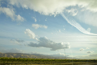 Low angle view of landscape against sky