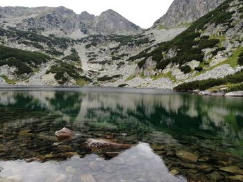 Scenic view of lake and mountains