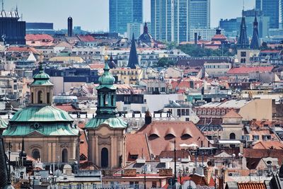 Aerial view of buildings in prague