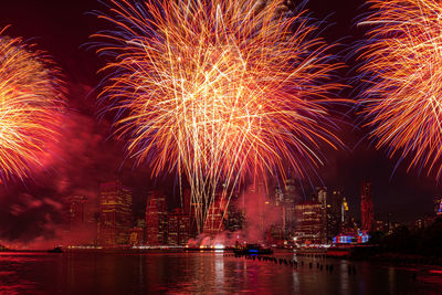 Firework display at night