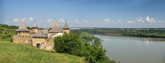 Khotyn, ukraine 11.07.2021. khotyn fortress in chernivtsi region of ukraine on a sunny summer day