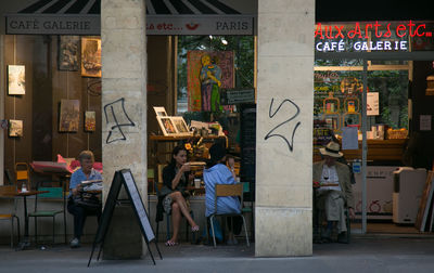 Chairs on built structure