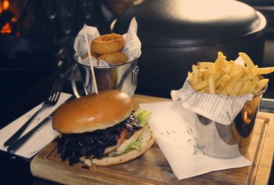 Close-up of food on table