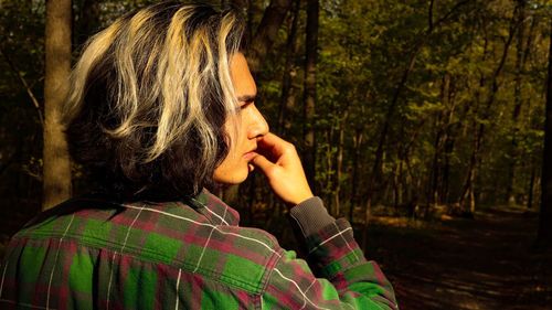 Portrait of woman in a forest