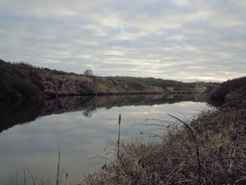 Scenic view of lake against sky