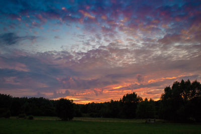 Scenic view of silhouette landscape against sky during sunset