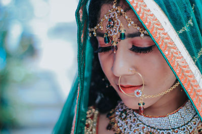 Close-up portrait of a young woman