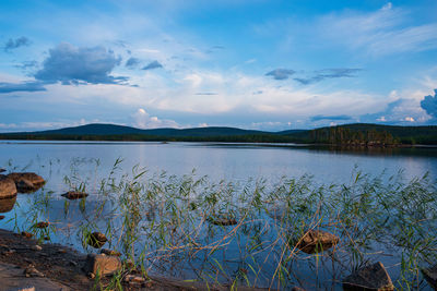 Scenic view of lake against sky