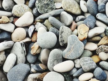 Full frame shot of pebbles on beach