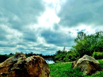 Storm clouds over landscape