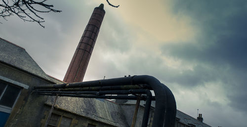 Low angle view of building against cloudy sky