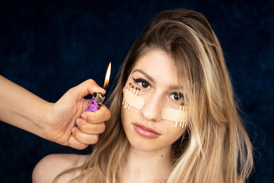 Close-up portrait of a beautiful young woman