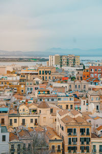 High angle view of townscape against sky