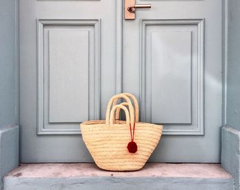 Bag by closed door