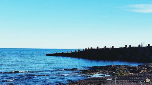 Scenic view of sea against clear sky