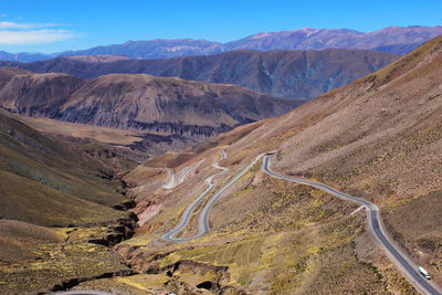 High angle view of mountain road