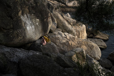 Full length of person on rock