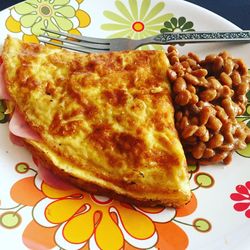 Close-up of served food in plate