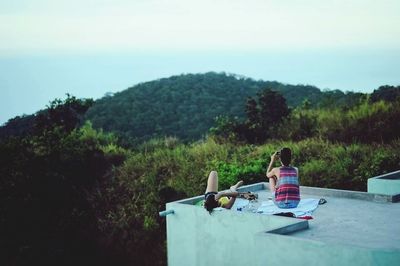 Scenic view of mountains against sky