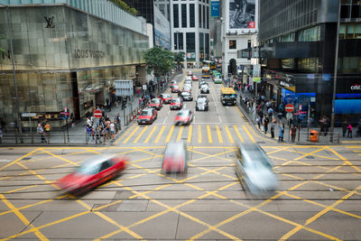 Blurred motion of traffic on city street