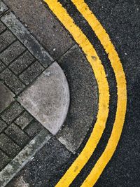 High angle view of markings on road