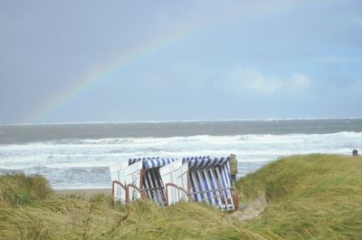 Scenic view of beach against sky