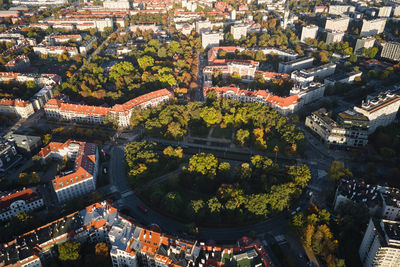 Residential building in european city, aerial view. wroclaw, poland